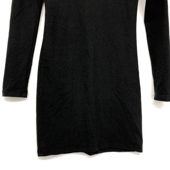 NL Black Long Sleeve Bodycon Scooped Round Neck Mini Dress perfect LBD - Picture 12 of 16
